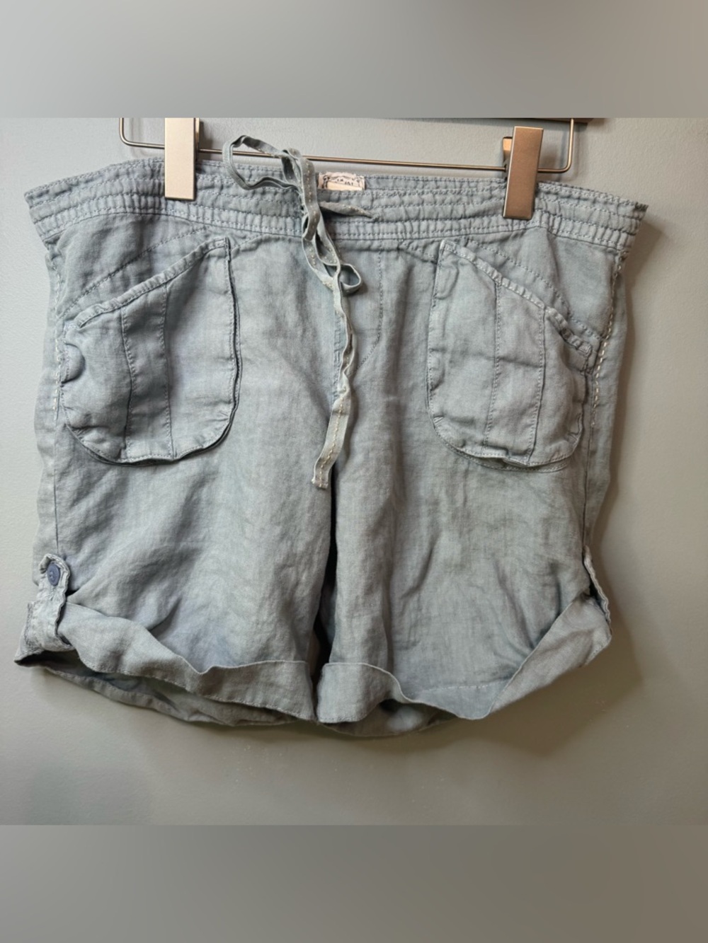 Lucky Brand 100% Linen Roll Up Utility Shorts in Blue  Sz 8 / 29 - Picture 14 of 14
